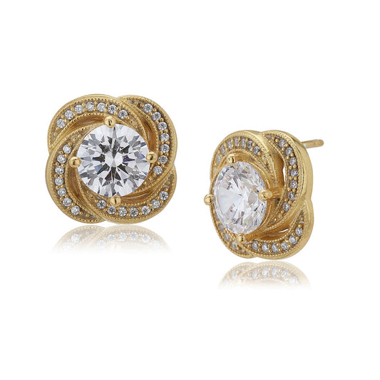 Women'S Gold Western Brass Cubic Zirconia Post And Back Gold-Polished Single Contemporary Studs Earrings - Wahe Jewels Noz2Toz