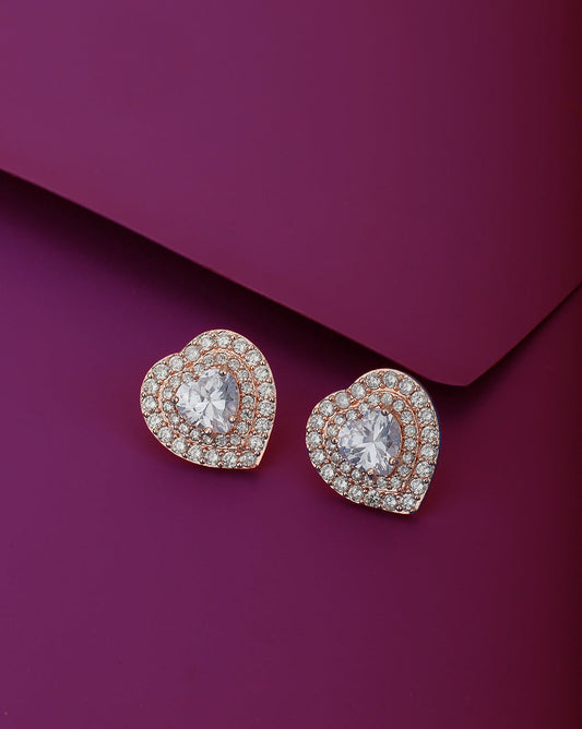 Gold-Polished With Cz Floral Stud Earring For Women - Wahe Jewels