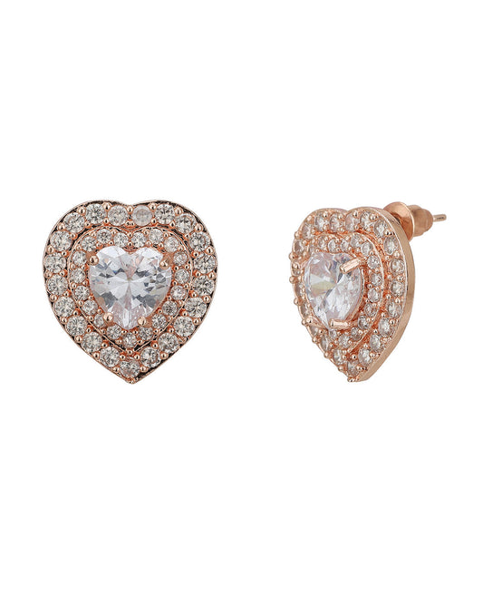 Gold-Polished With Cz Floral Stud Earring For Women - Wahe Jewels