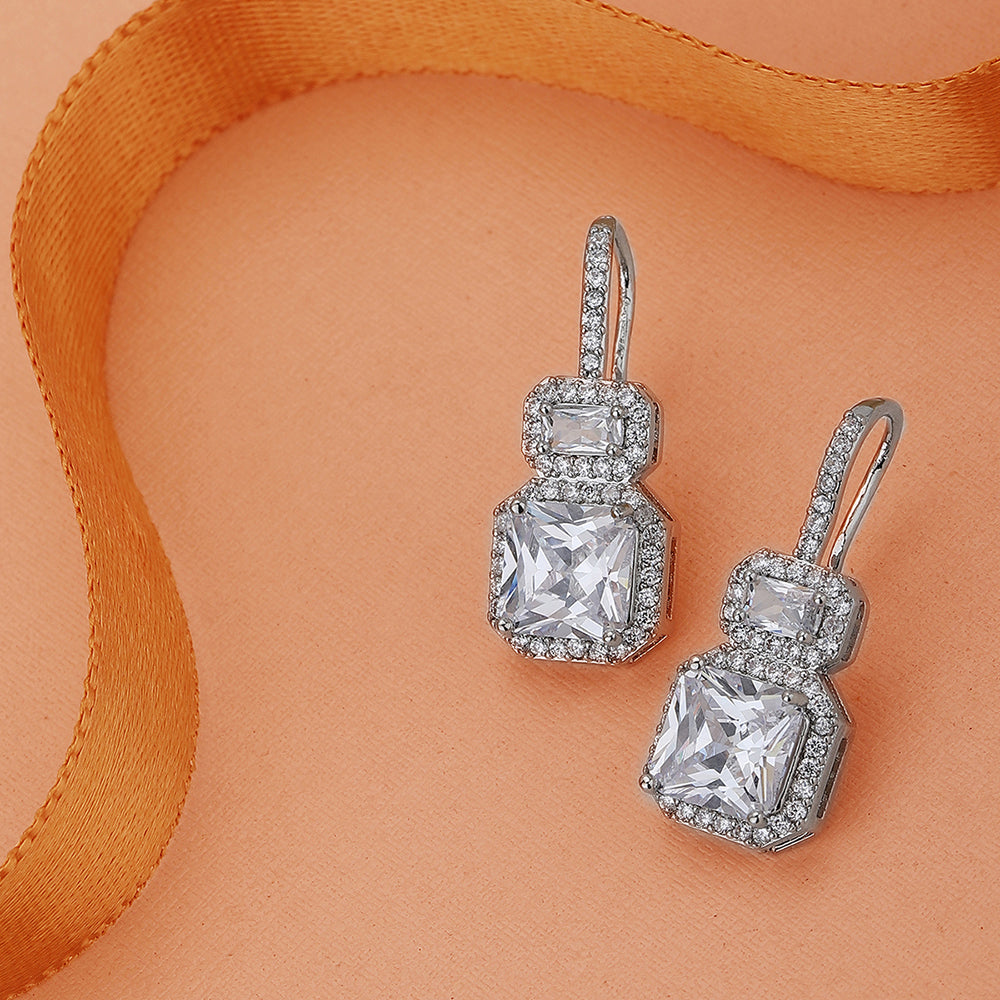 Gold-Polished With Cz Square Stud Earring For Women - Wahe Jewels | Grab2Buy