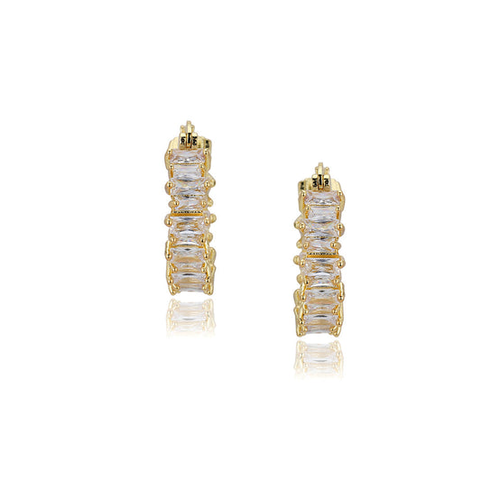 Gold-Polished With Cz Stylish Half Hoop Earring For Women - Wahe Jewels Noz2Toz