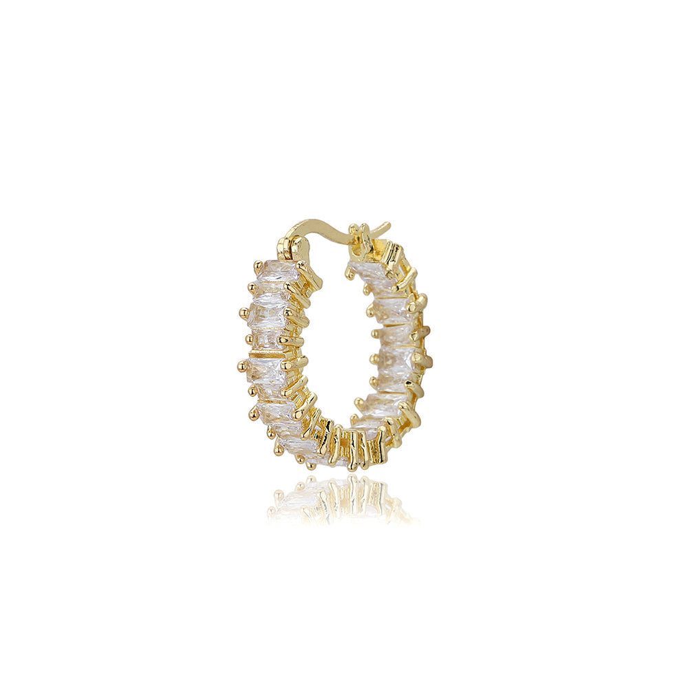 Gold-Polished With Cz Stylish Half Hoop Earring For Women - Wahe Jewels Noz2Toz