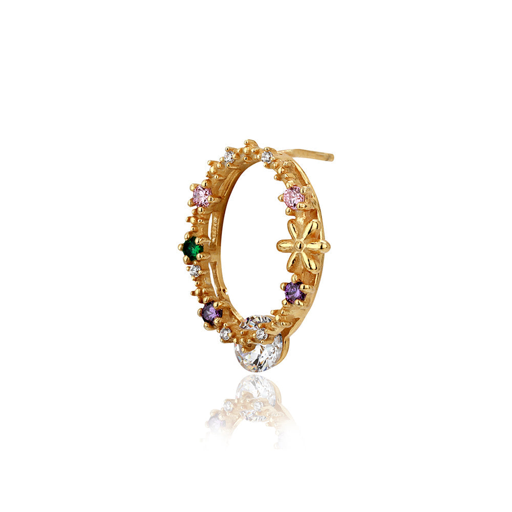 Gold-Polished Cz Studded Oval Shaped Stud Earrings - Wahe Jewels Noz2Toz