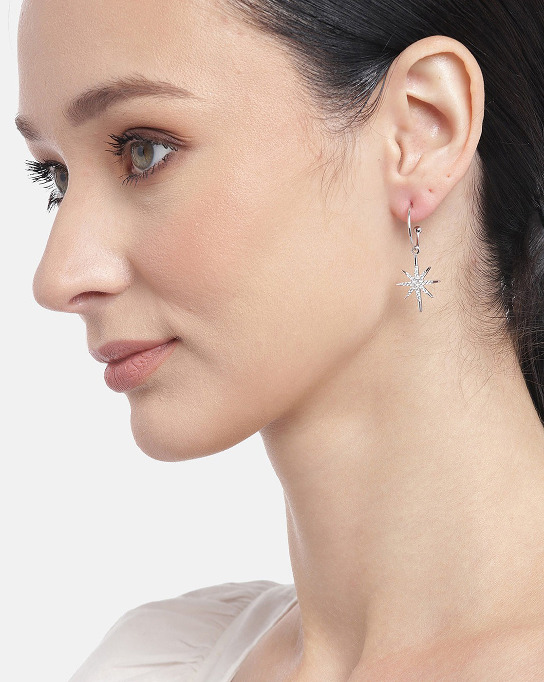 Rose Gold-Polished Heart Cz Hoop Earring For Women - Wahe Jewels Noz2Toz