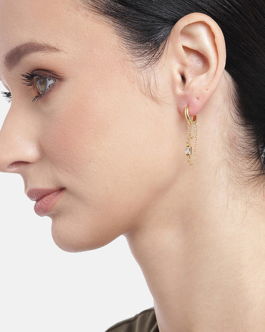 Set Of 3 Gold-Polished With Cz Stud Earring For Girls - Wahe Jewels