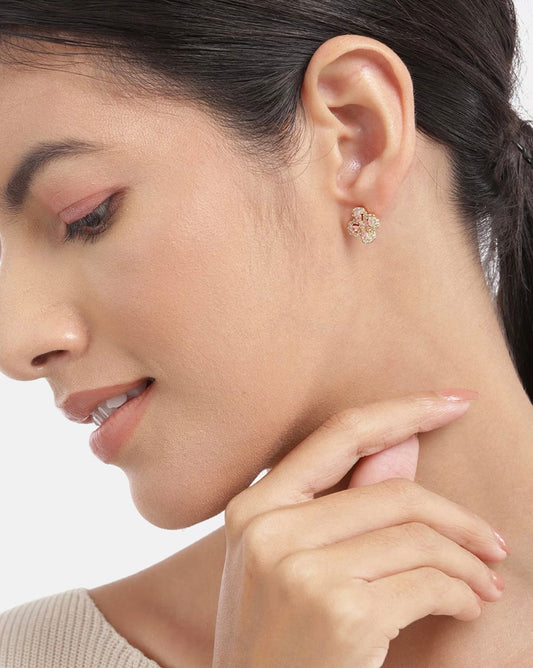 925 Sterling Silver Rose Gold-Polished Cz Infinity Drop Earring For Women - Wahe Jewels Noz2Toz