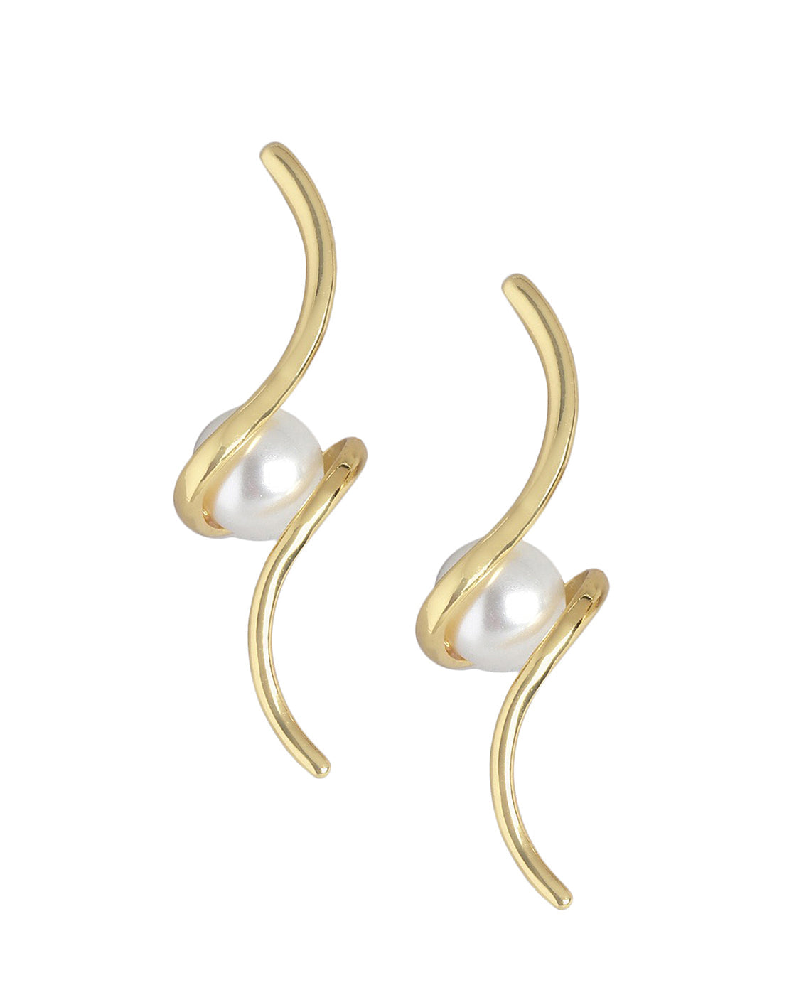 Gold-Polished With Cz Contemporary Stud Earring - Wahe Jewels Noz2Toz