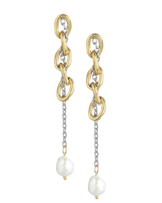 Gold-Polished Dangling Pearl Chandelier Jhumka Earring For Women - Wahe Jewels