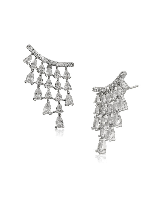 Gold-Polished With Pearl Contemporary Half Hoop Earring For Women - Wahe Jewels
