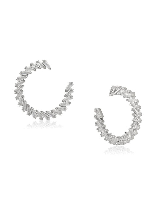 925 Sterling Silver Rhodium Plated Cz Teardrop Stud Earring For Women - Wahe Jewels