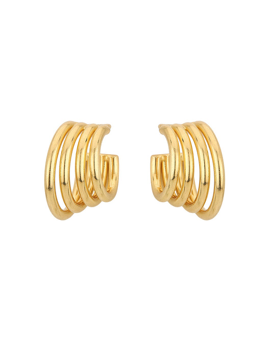 Gold-Polished With Cz Circular Drop Earring For Women - Wahe Jewels