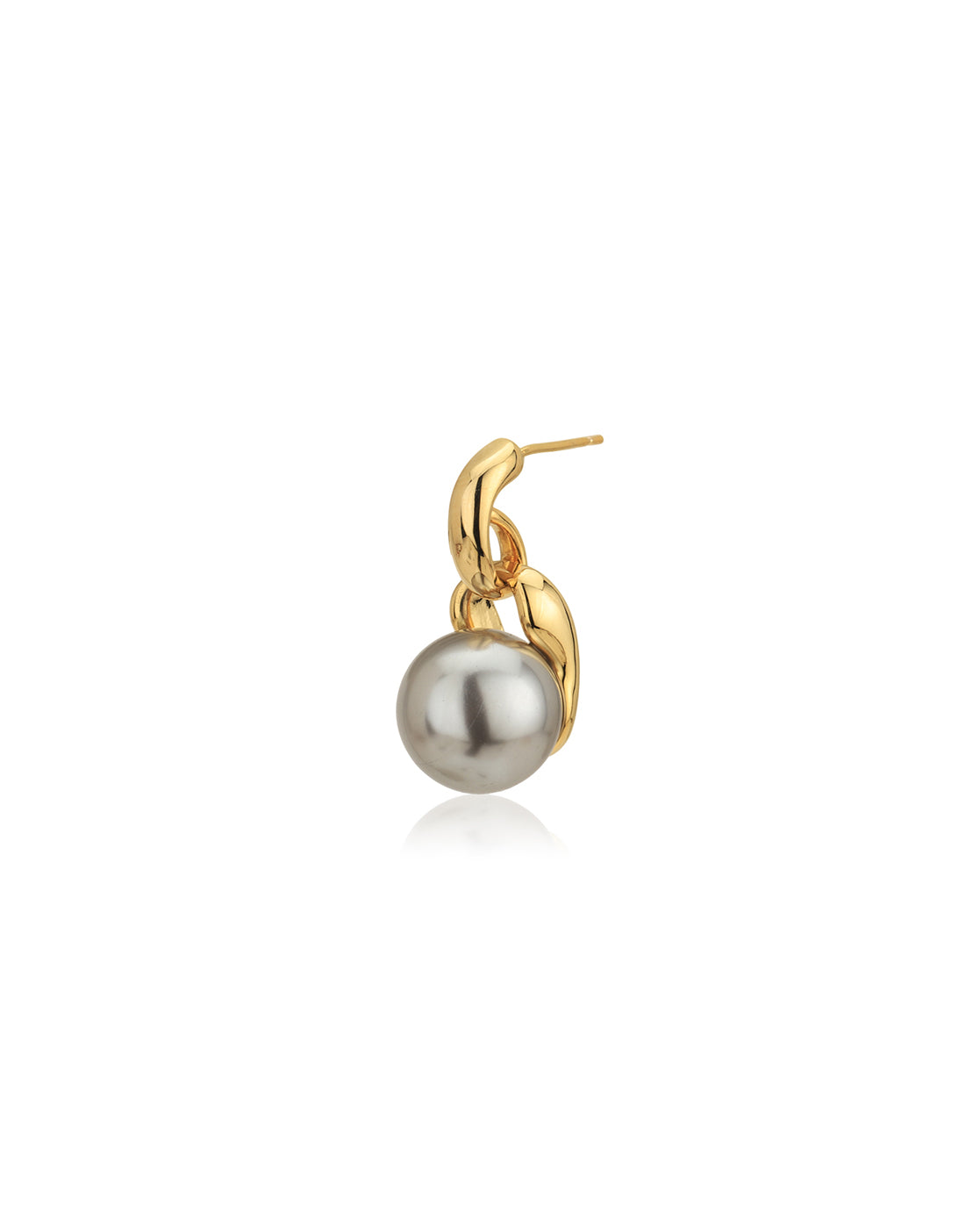 Gold-Polished White Pearl Cz Contemporary Stud Earring For Women - Wahe Jewels Noz2Toz
