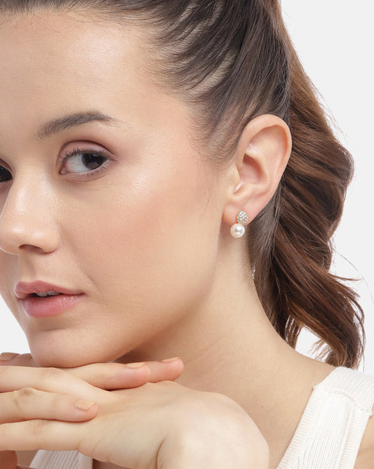 Gold-Polished With Cz Drop Earring For Women - Wahe Jewels Noz2Toz