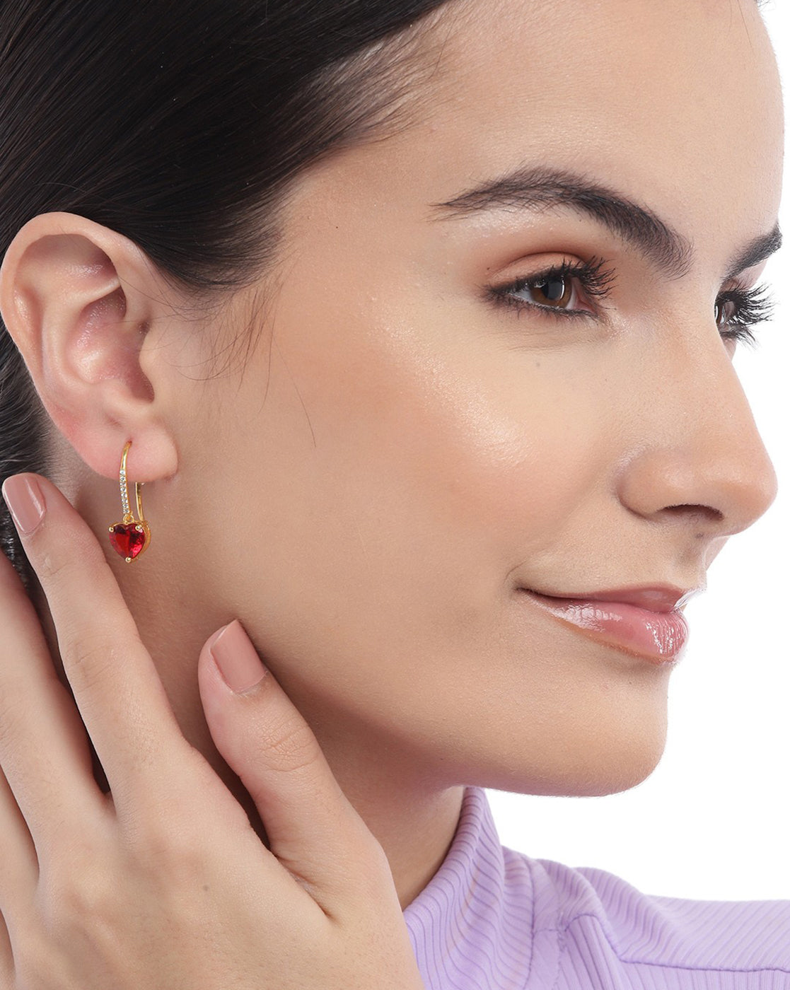 Women'S Brass Silver - Toned Rhodium Plated Cz Studded Handcrafted Geometric Drop Earrings - Wahe Jewels Noz2Toz