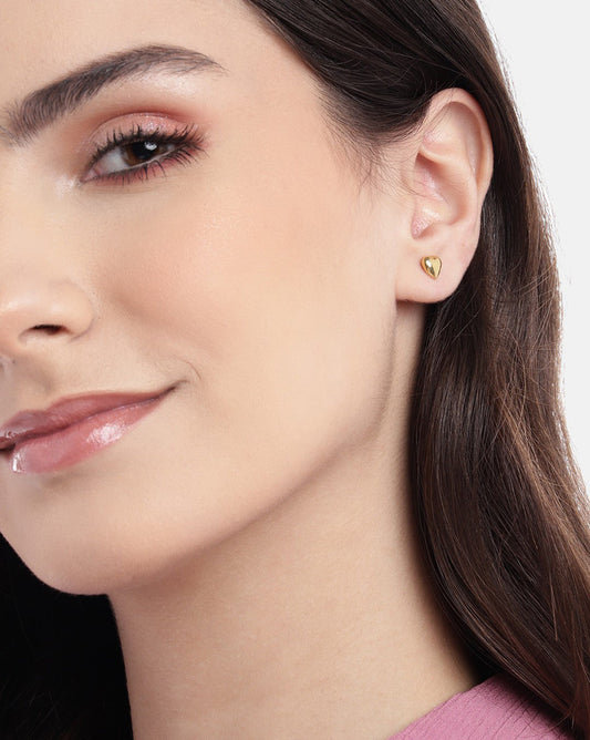 Set Of 2 - Gold-Polished Star And Heart Stud Earring For Women - Wahe Jewels