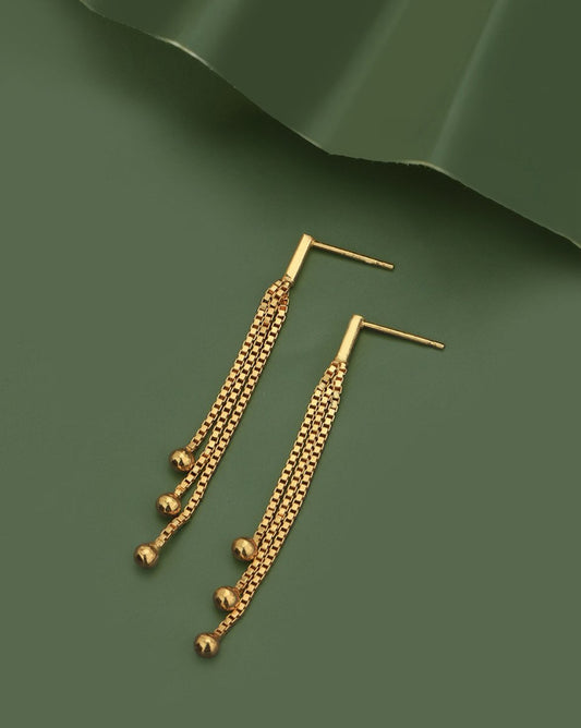925 Sterling Silver Gold-Polished With Cz Contemporary Stud Earring For Women - Wahe Jewels