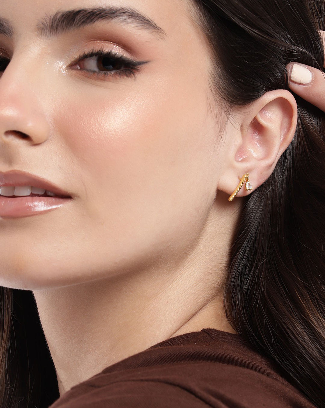 Gold-Polished With Cz Climber Ear - Cuff Earring - Wahe Jewels Noz2Toz