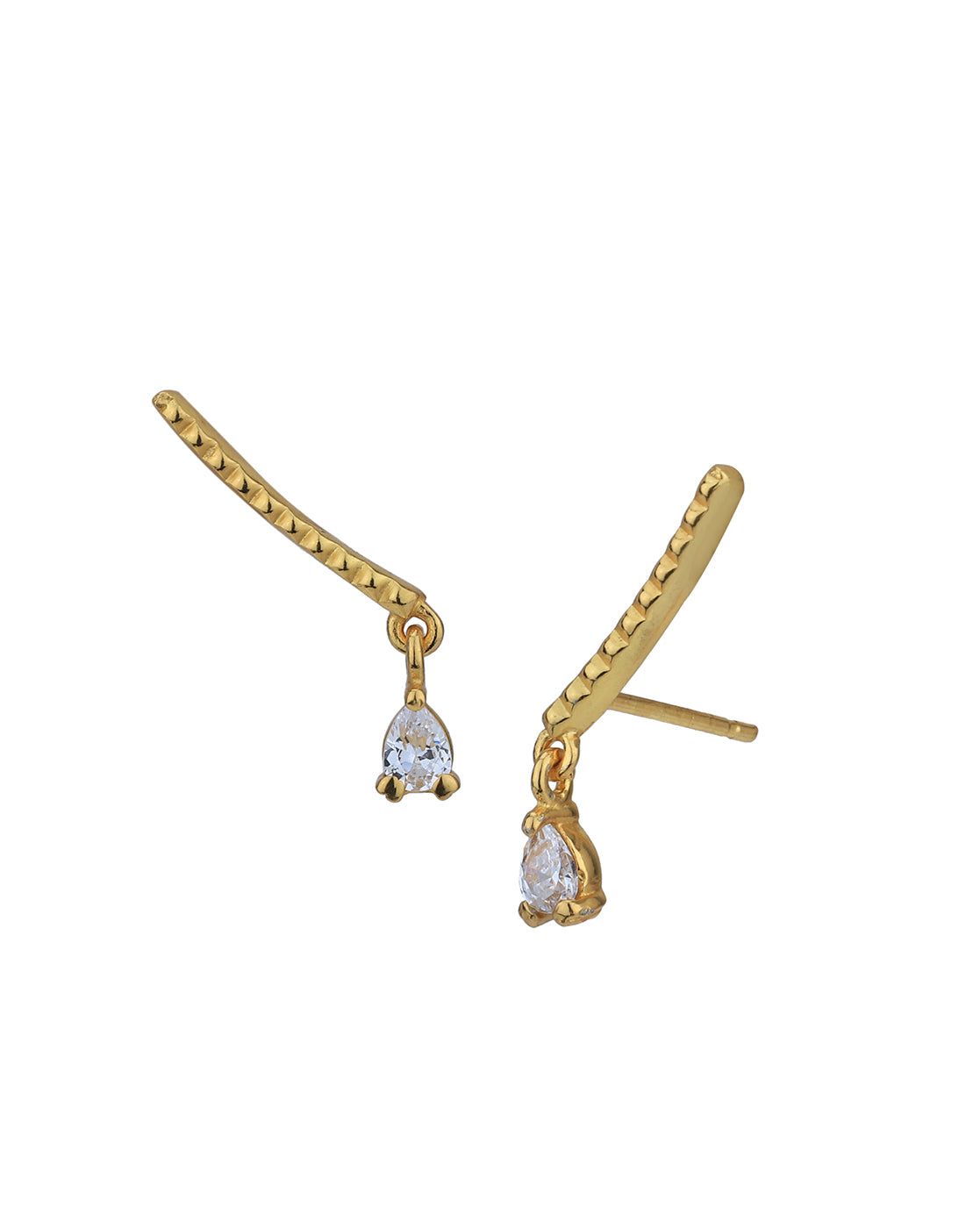 Gold-Polished With Cz Climber Ear - Cuff Earring - Wahe Jewels Noz2Toz