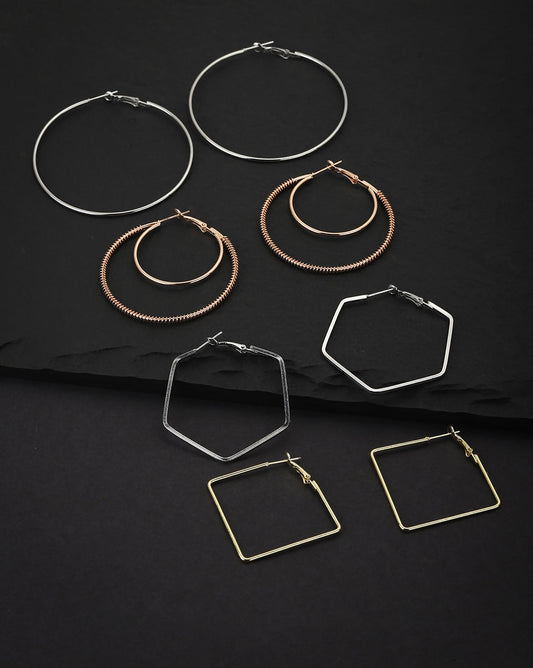 Gold-Polished Hoop Earring With Dangling Cz Stone For Women - Wahe Jewels Noz2Toz