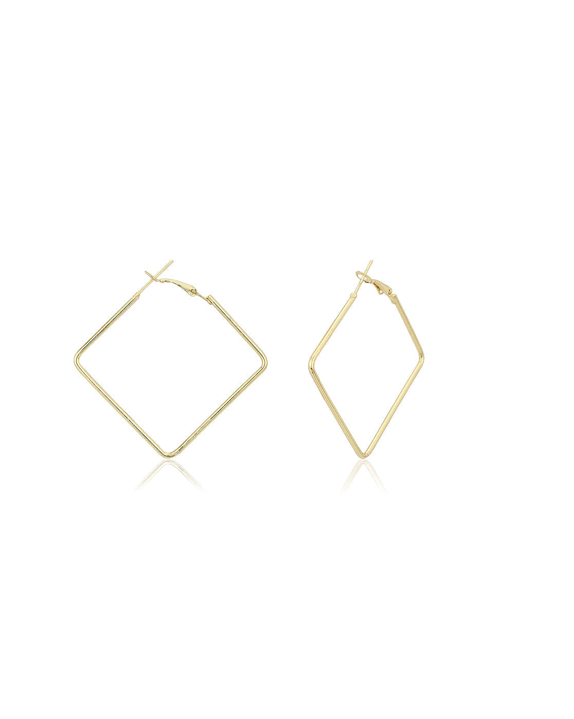 Gold-Polished Hoop Earring With Dangling Cz Stone For Women - Wahe Jewels Noz2Toz