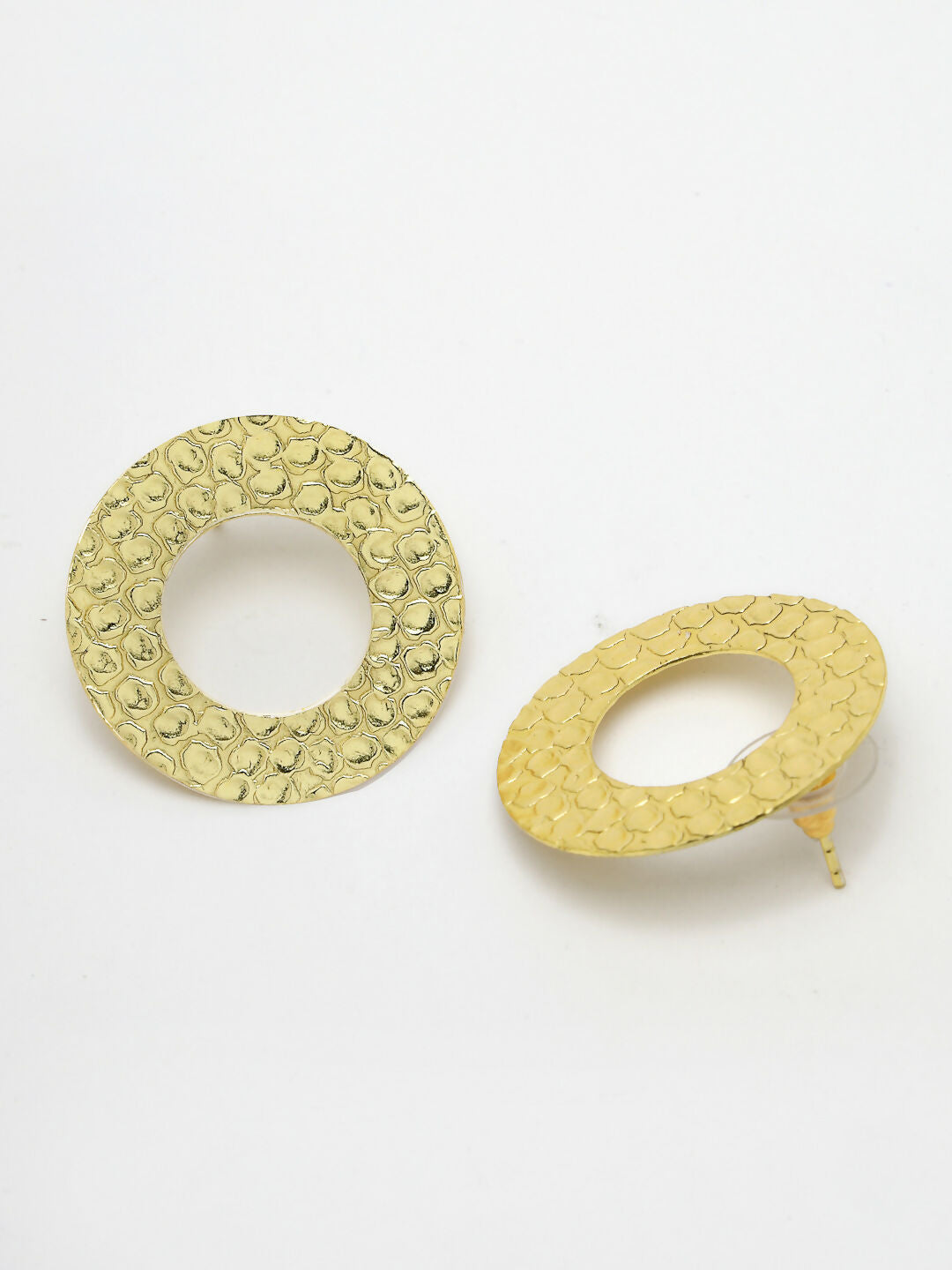 NVR Women Gold-Plated Cut Out Circle Drop Earrings - Grab2buy