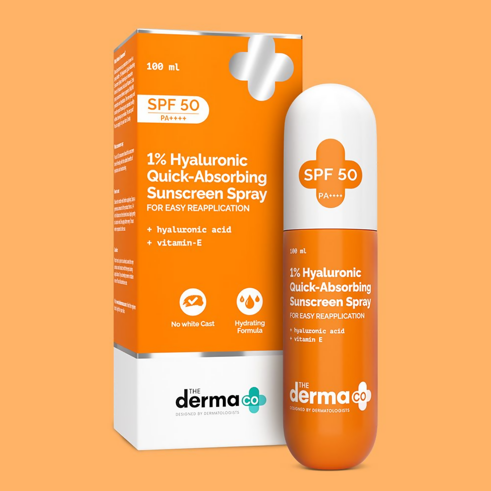 The Derma Co 1% Hyaluronic Quick-Absorbing Sunscreen Spray with Hyaluronic Acid & Vitamin E  Grab2Buy The Derma Co Grab2Buy