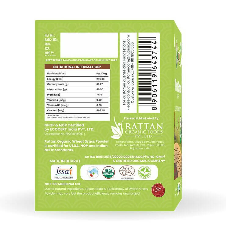 Nutriorg Certified Organic Wheatgrass Powder 