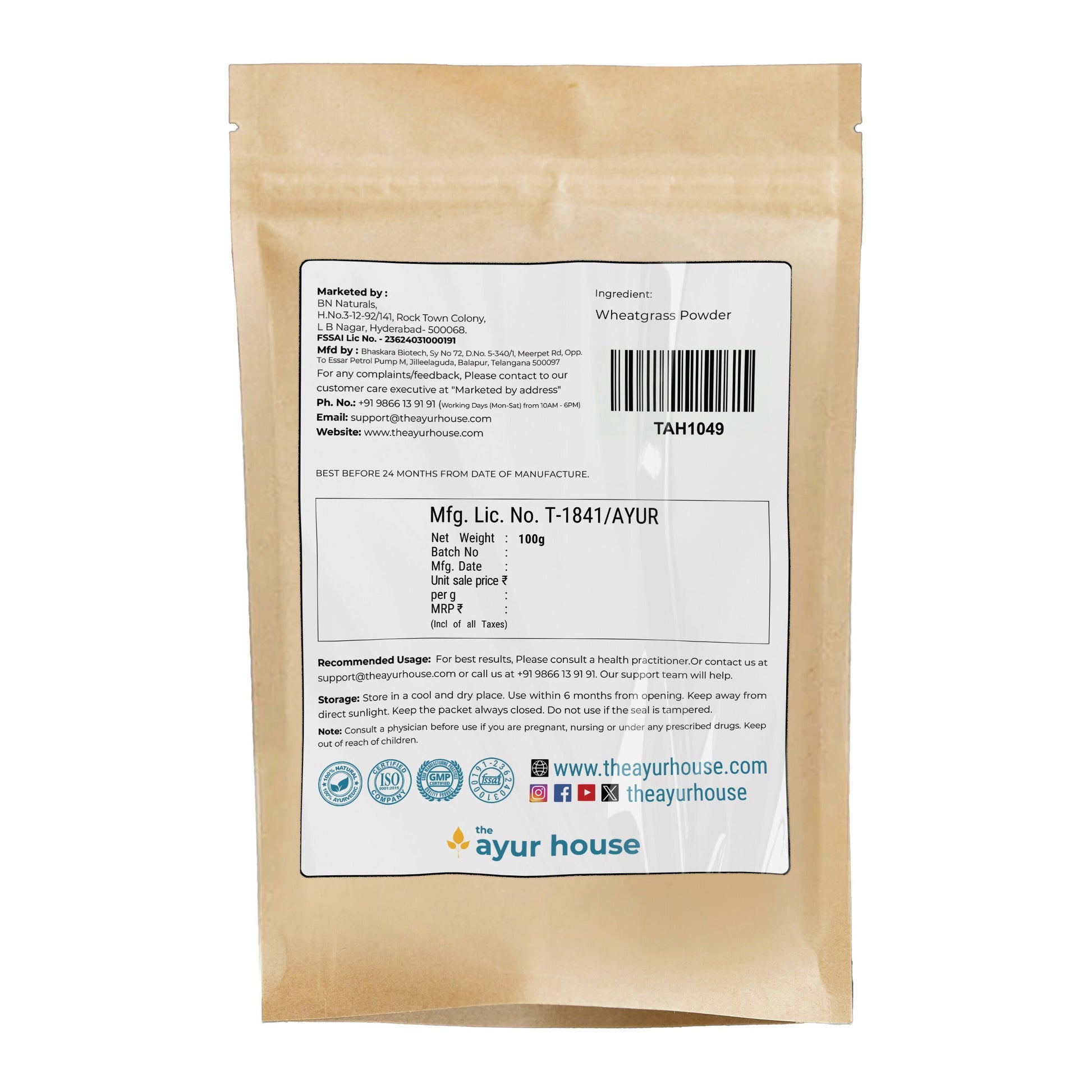 The Ayur House Wheatgrass Powder 
