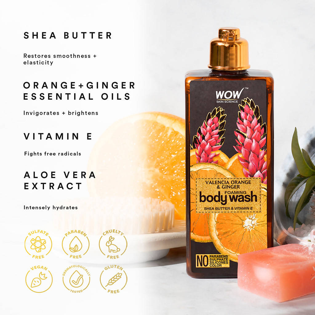 Wow Skin Science Valencia Orange & Ginger Foaming Body Wash  Grab2Buy Wow Skin Science Grab2Buy