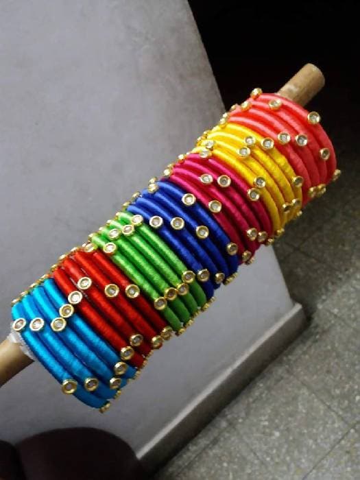 Seven colors Silk Threaded Bangles sets 