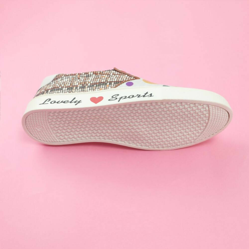 Tiny Bugs Girls Multi Printed Slip Ons Sneakers - White  Grab2Buy Tiny Bugs Grab2Buy