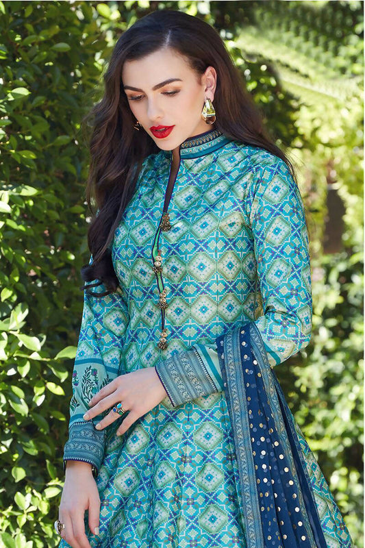 Partywear Designer Firozi Heavy Soft Killer Silk Salwar Suit - Anbazaar - Grab2buy