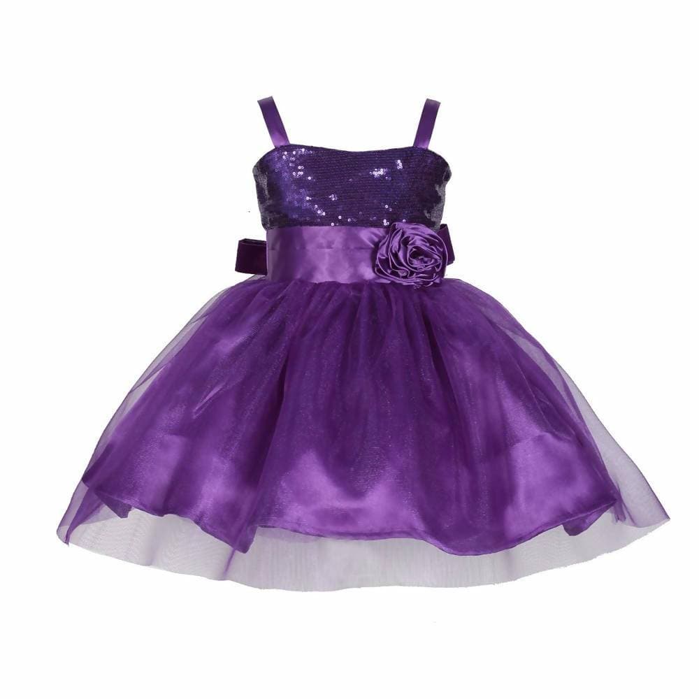 Asmaani Baby Girl's Purple Satin Knee Length Frock (AS-DRESS_22146) - Grab2buy