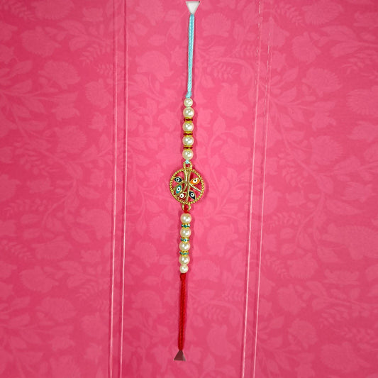 White Pearls Design Rakhi 