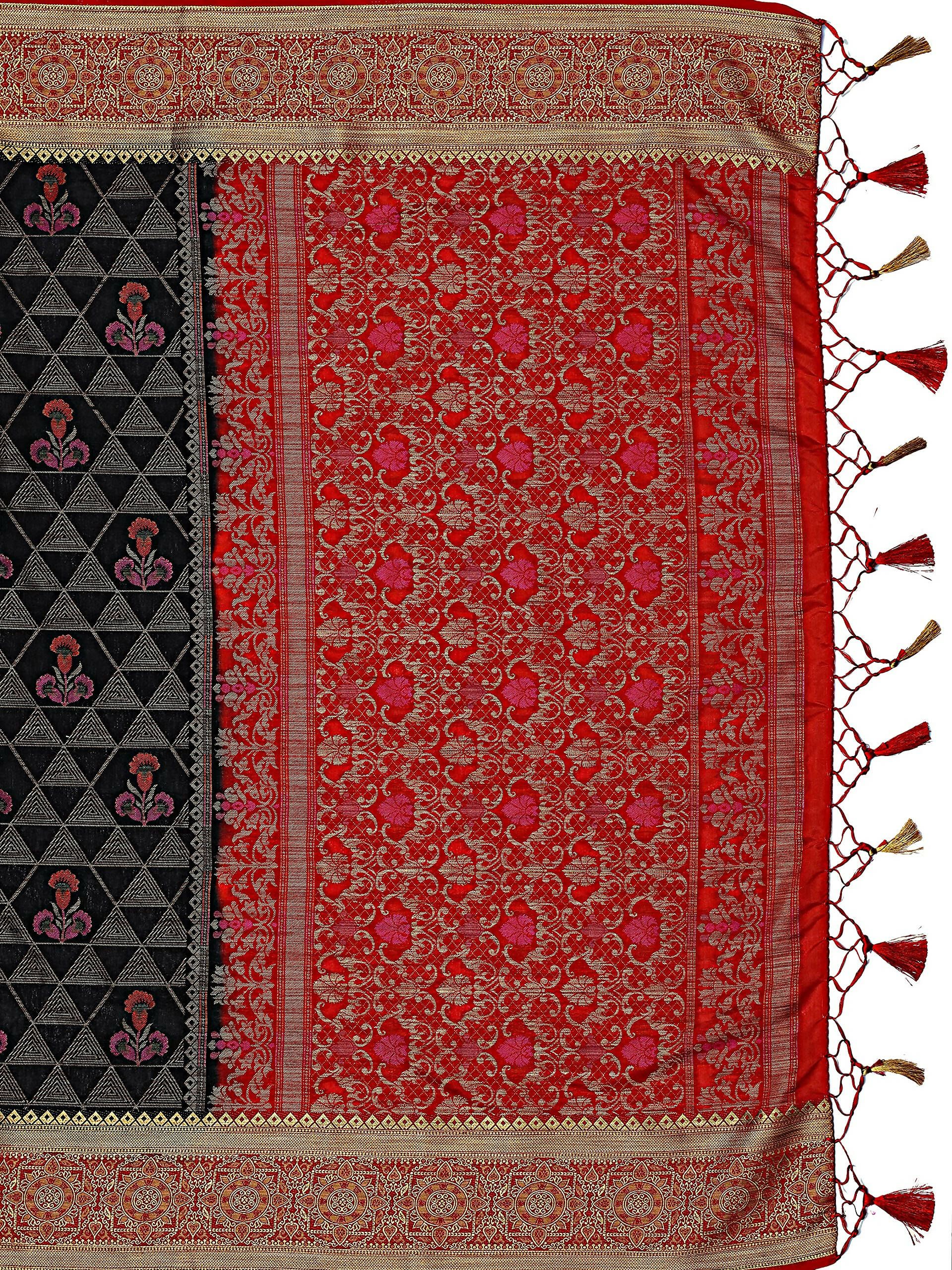Mimosa Women's Kanjivaram Art Silk Black Saree
