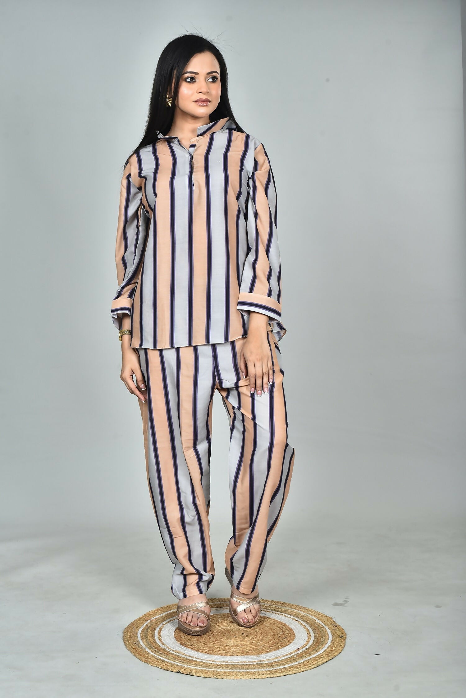 Morchari Digital Print Semi Muslin Co-Ord Set Top & Trouser-Multicolor 