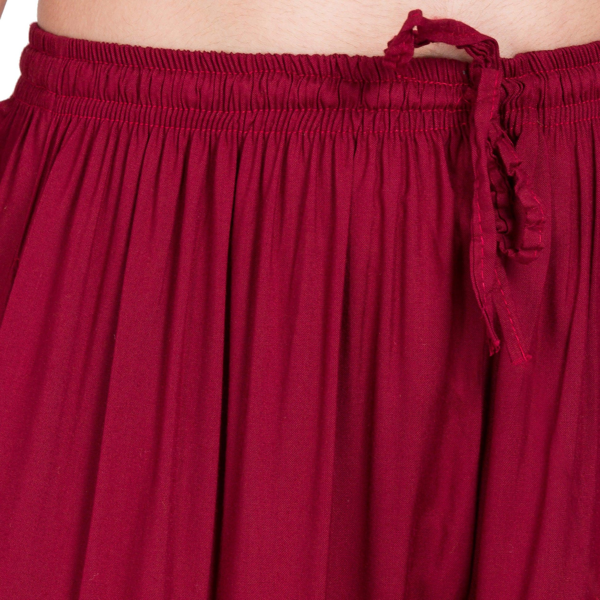 PAVONINE Maroon Color Solid 3-Panels Flared Sharara