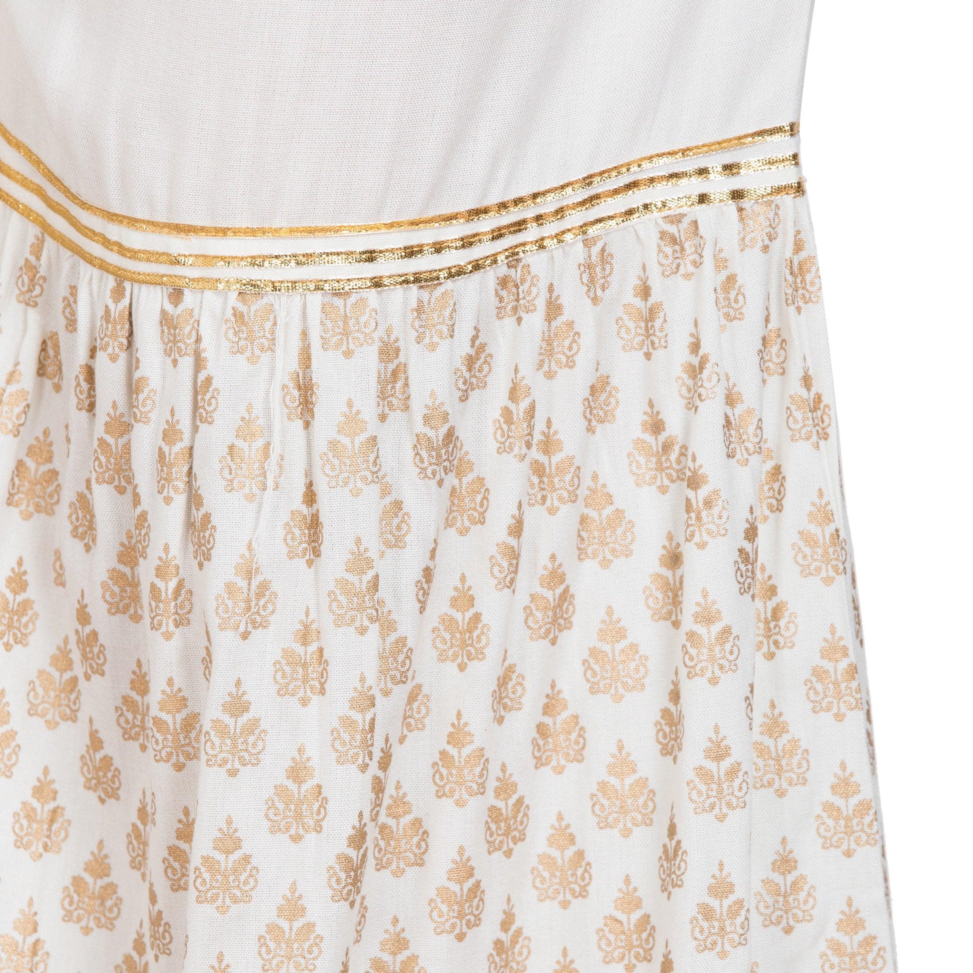 PAVONINE Off-White Color 3-Panels Sequence Printed Flared Sharara For Women & Girls