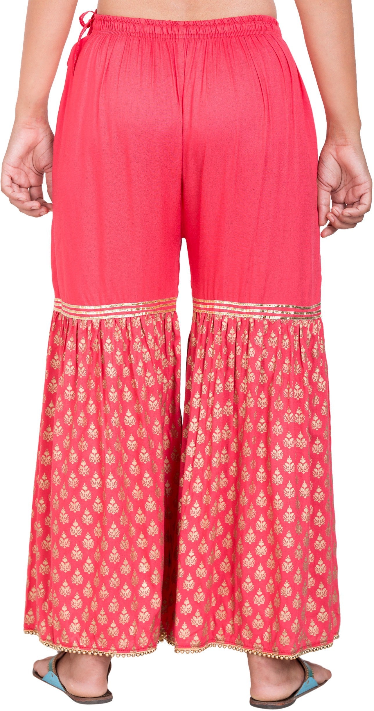 PAVONINE Gajri Color 3-Panels Sequence Printed Flared Sharara For Women & Girls