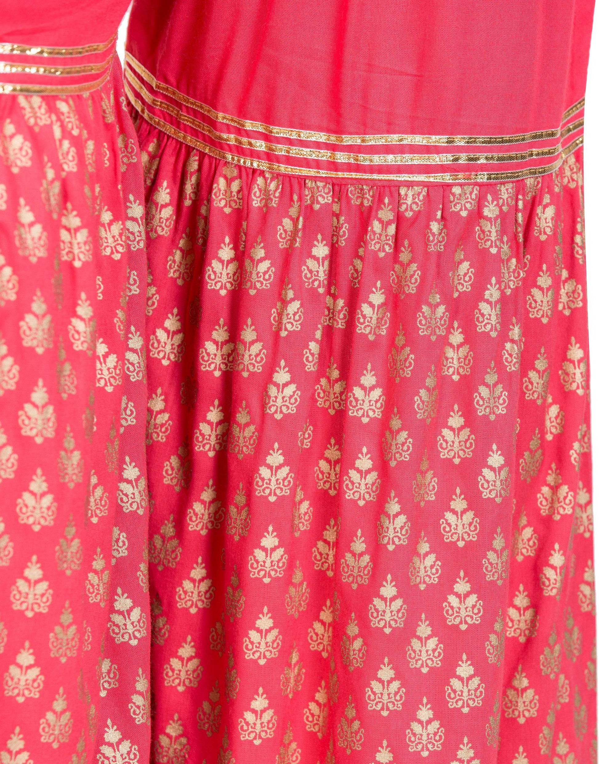 PAVONINE Gajri Color 3-Panels Sequence Printed Flared Sharara For Women & Girls