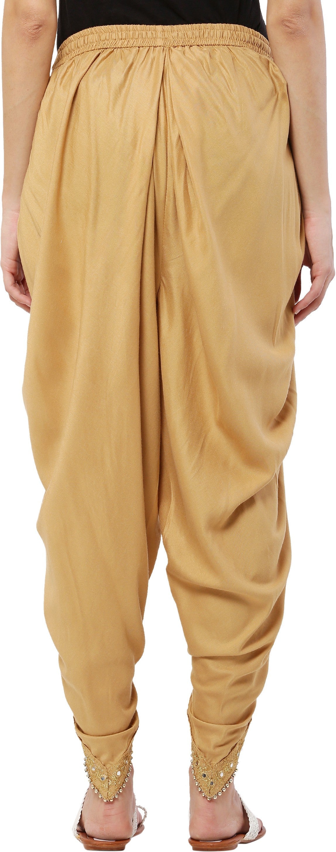 PAVONINE Beige Color Embellished Beetel Rayon Fabric Patiala For Women & Girls