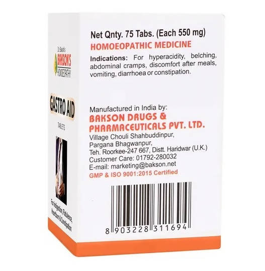 Bakson's Homeopathy Gastro Aid Tablets 