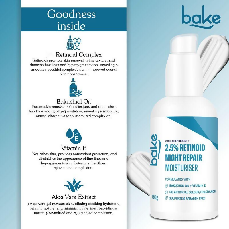 Bake 2.5% Retinol Night Repair moisturiser Cream  Grab2Buy Bake Grab2Buy