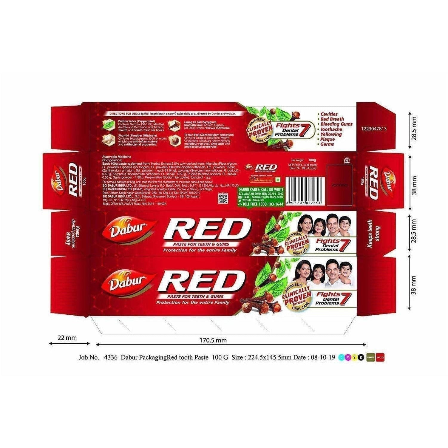 Dabur Red Toothpaste | Ayurvedic Herbal Toothpaste with 13 Active Herbs for Complete Oral Care 