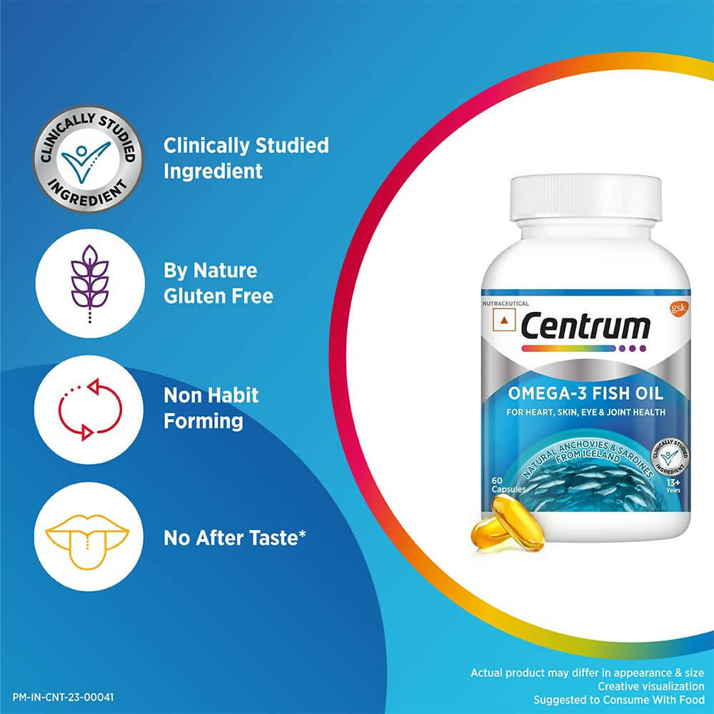 Centrum Omega-3 Fish Oil Capsules for 13 + Years - Grab2buy