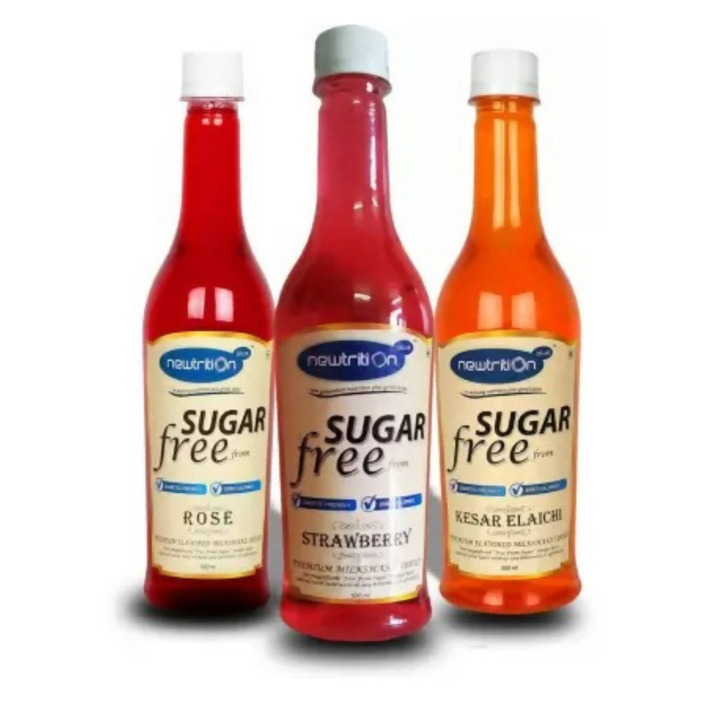 Newtrition Plus Sugar Free Rose + Strawberry +Kesar Elaichi Syrup 
