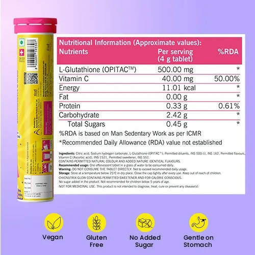 Fast&Up Chicnutrix Glow Skin Glow & Radiance Effervescent Tablets - Strawberry Lemon - Grab2buy
