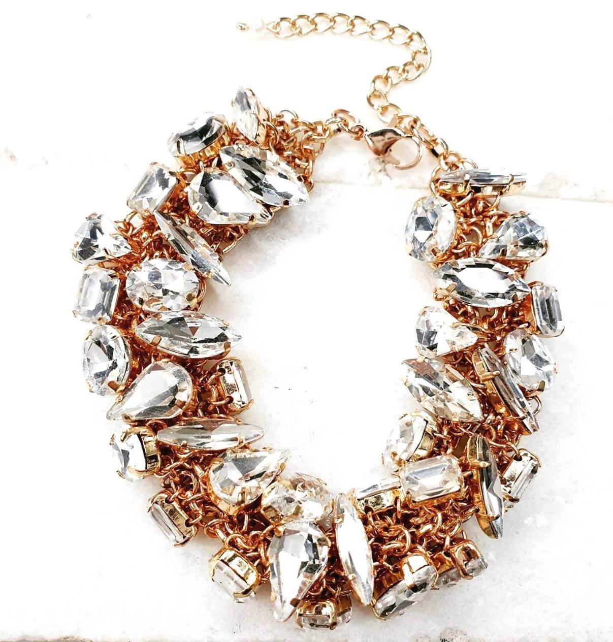 Bling Accessories Rhine Stone Glass Statement Crystal Bracelet - Grab2buy