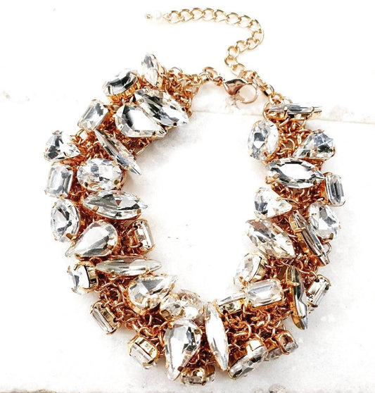 Bling Accessories Rhine Stone Glass Statement Crystal Bracelet - Grab2buy