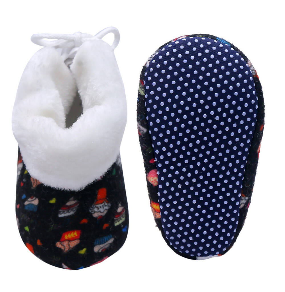Tiny Bugs Unisex Printed Winter Booties - Black  Grab2Buy Tiny Bugs Grab2Buy